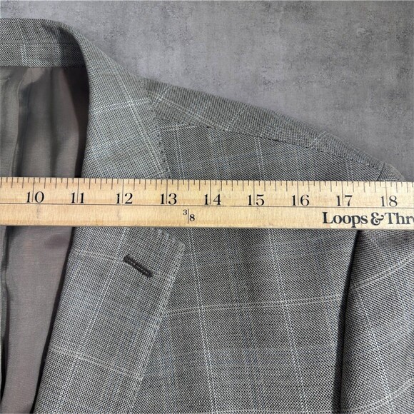 CALVIN KLEIN Men Blazer Sport Coat 2-Button Jacket 42L SILK/WOOL Gray Windowpane - Picture 6 of 10